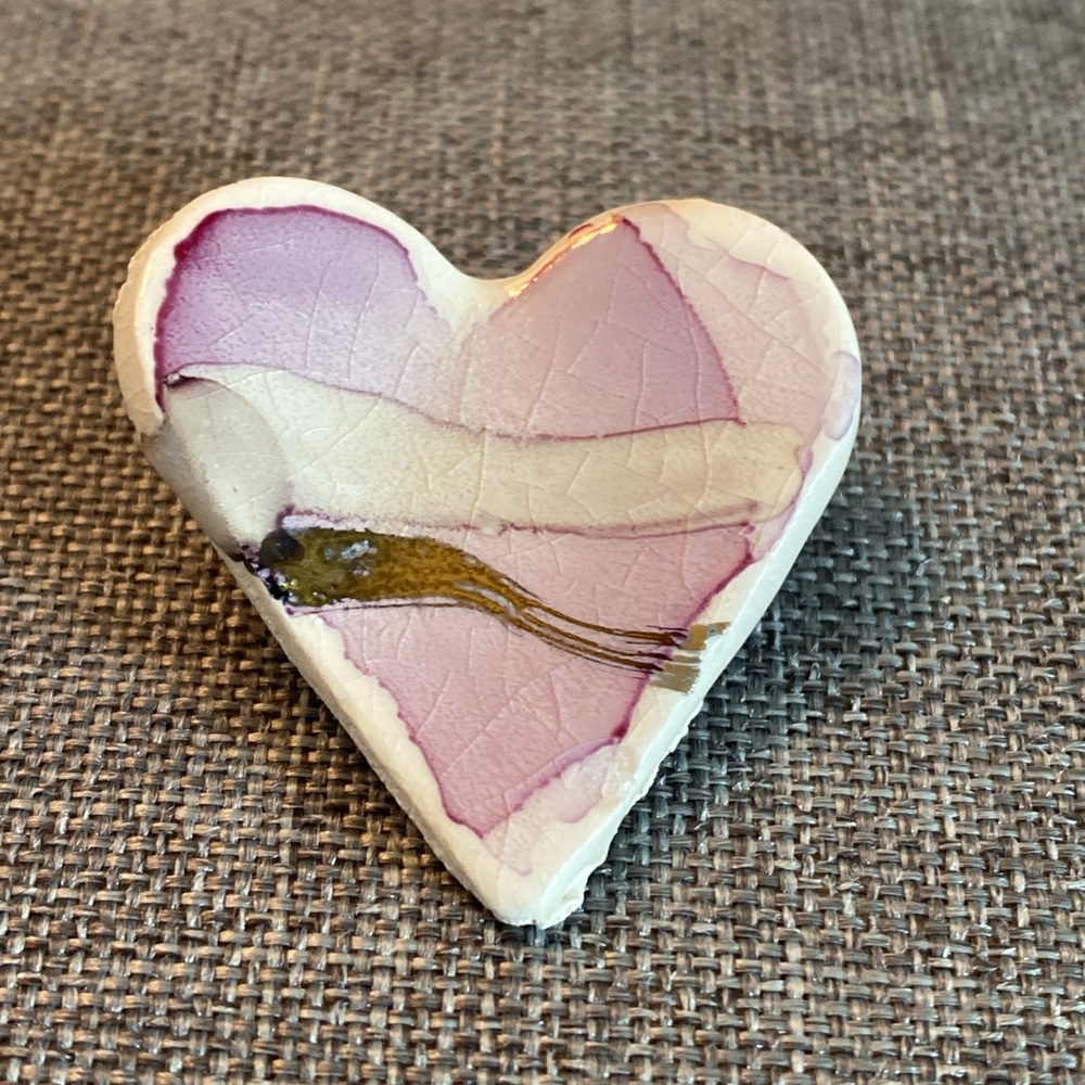 Handcrafted Ceramic Heart Brooch